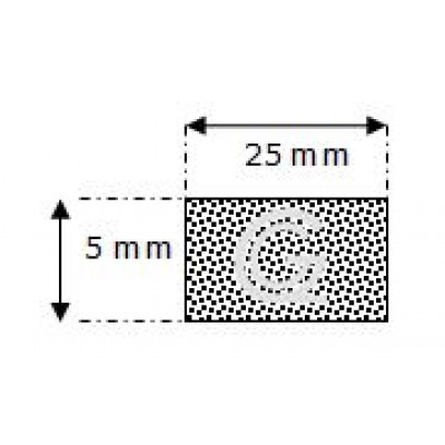 Rechthoekig mosrubber snoer | 5 x 25 mm | rol 50 meter
